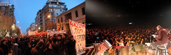 Manifestation et concert de solidarité à Thessalonique pour la relance de la production (février 2013)