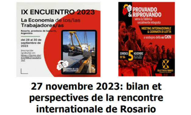 27 novembre 2023 : Bilan et perspectives de la rencontre internationale de Rosario