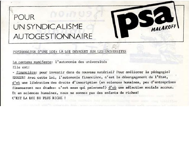 PSA : Pour un syndicalisme autogestionnaire (1982-1991), parenthèse syndicale ou trait d’union ?